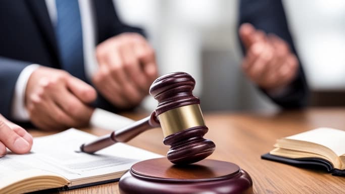 Marteau de juge posé sur un code ouvert